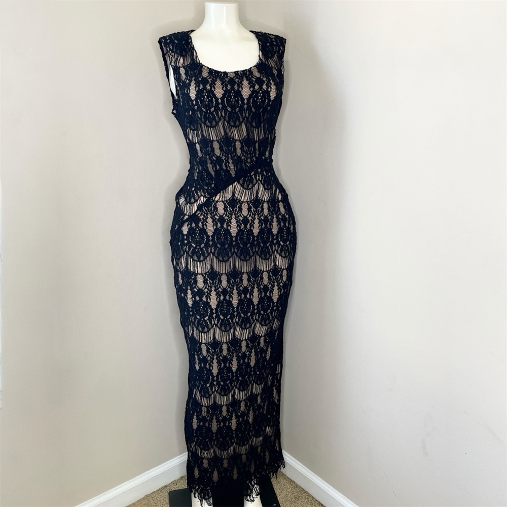 Rachael & Chloe Vintage Womens Black Lace Maxi Dress – Stretch Whimsigoth